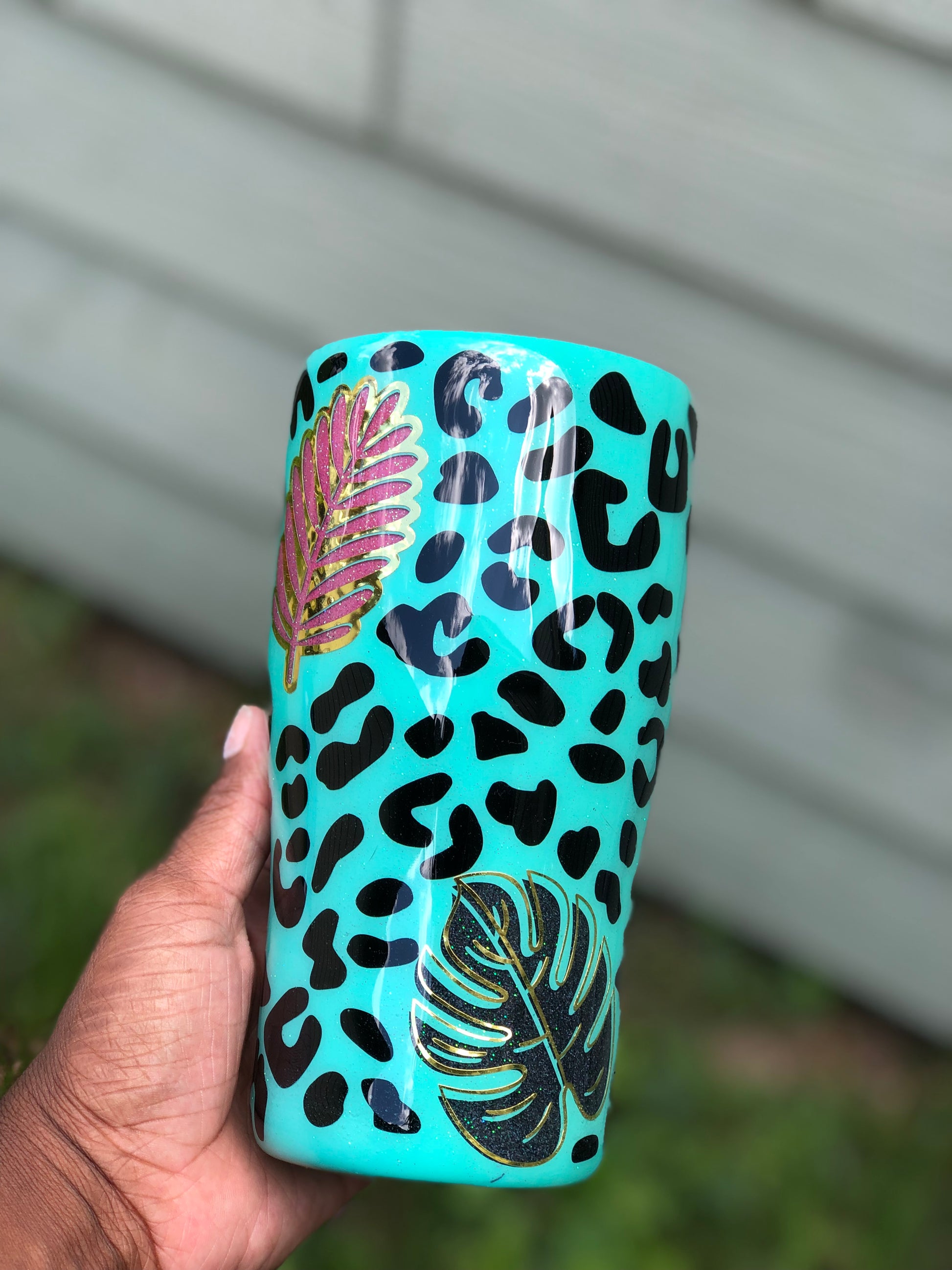 PREORDER Princess w/ Frog Inspired Aqua Bling Studded Tumbler w/ myste